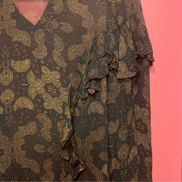 Lucky Brand Sheer Print High Neck Ruffle Blouse - Picture 5 of 10